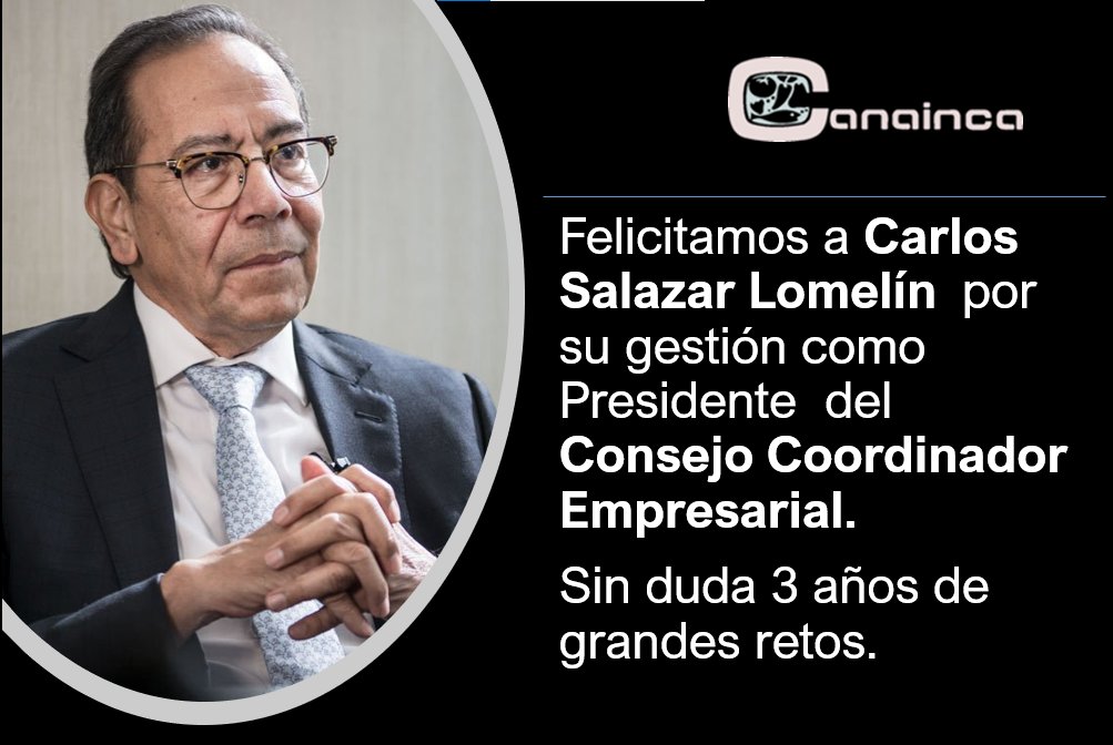 Nuestro reconocimiento a <a href="/CSalazarLomelin/">Carlos Salazar</a> Presidente del <a href="/cceoficialmx/">Consejo Coordinador Empresarial CCE</a>.
En estos 3 años ha mostrado su compromiso por un México mejor, en el que los  empresarios trabajamos unidos para construir la sociedad que todos queremos.
<a href="/AMalagonB/">Alejandro Malagon B</a> 
<a href="/JONASMURILLO1/">JONAS MURILLO</a>