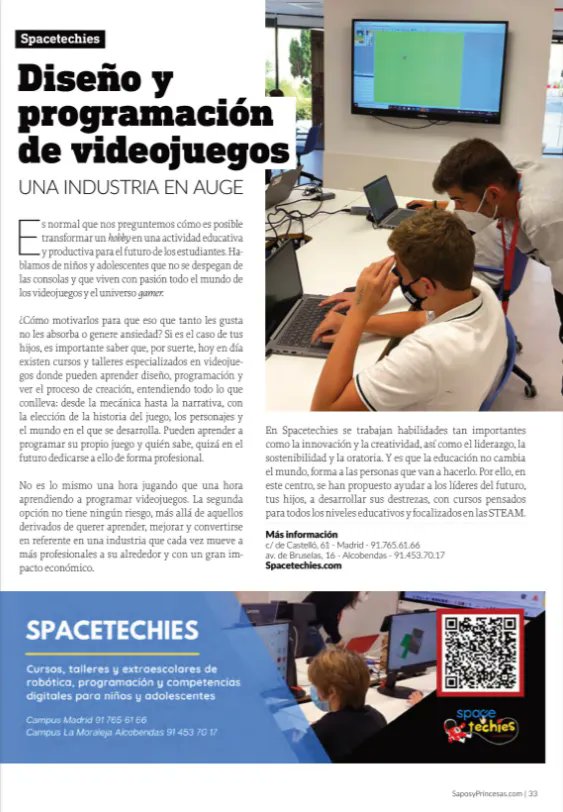 Salimos en el especial #educación de la revista digital <a href="/saposyprincesas/">Sapos y Princesas</a> 👉 en este número participamos con un reportaje sobre diseño y programación de videojuegos buff.ly/3IF4Uwo 🎮🤓 ¡no te lo pierdas! @spacetechies <a href="/aserrano1001/">Antonio Serrano</a>