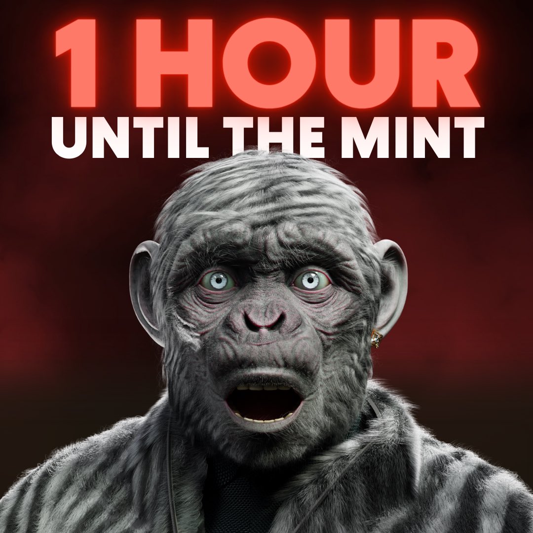 🐵 MINT STARTS IN 1 HOUR! 🐵

WL members &amp; Raffle winners… 

It’s time to have a chance to become a Smart Beast Holder and be part of the future. 

Only 60min before you can get a Smart Beast NFT.

Drop a 🔥 if you’re excited!