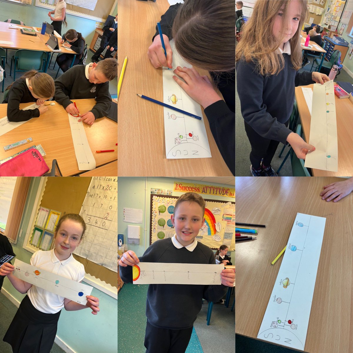 MrsAitkenAnto's tweet photo. We worked on scale drawings to show the distance of the planets in our Solar System from the Sun ☀️🌍🪐 #antoscience https://t.co/tNEuYYWE4y