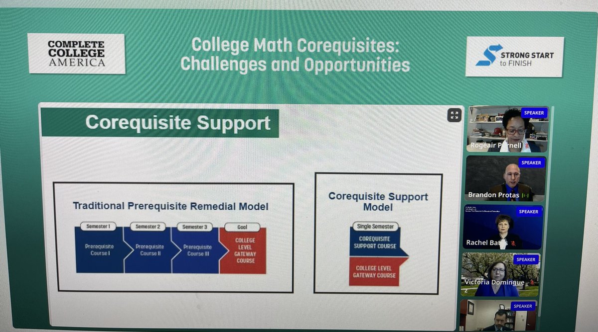 JUST_Equations's tweet image. &quot;It&apos;s...a structural...&amp;amp; a pedagogical solution...you&apos;re not compressing...those courses into a single course. That&apos;s also really based on a deficit model that a student has to prove...what they know before they have access...&quot; @ProtasCCA on why #CoReqWorks #MathOpportunity2022