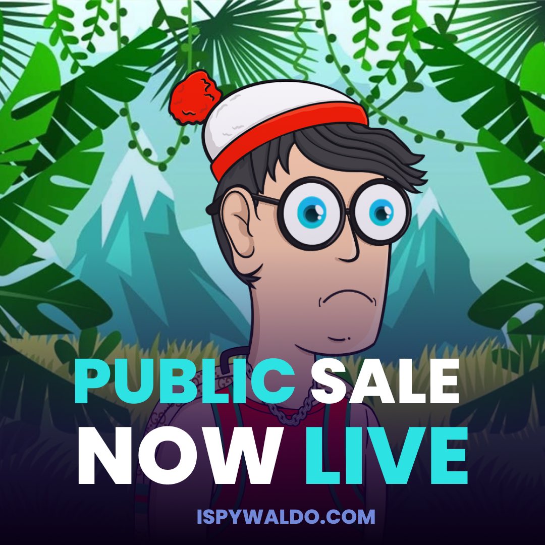 ispywaldoNFT's tweet photo. OUR FIRST DROP PUBLIC SALE IS LIVE 📈

Link in bio! 💯

#nft #nftproject #nftlaunch #eth #nftcommunity #play2earn https://t.co/3dUfdCwXOC