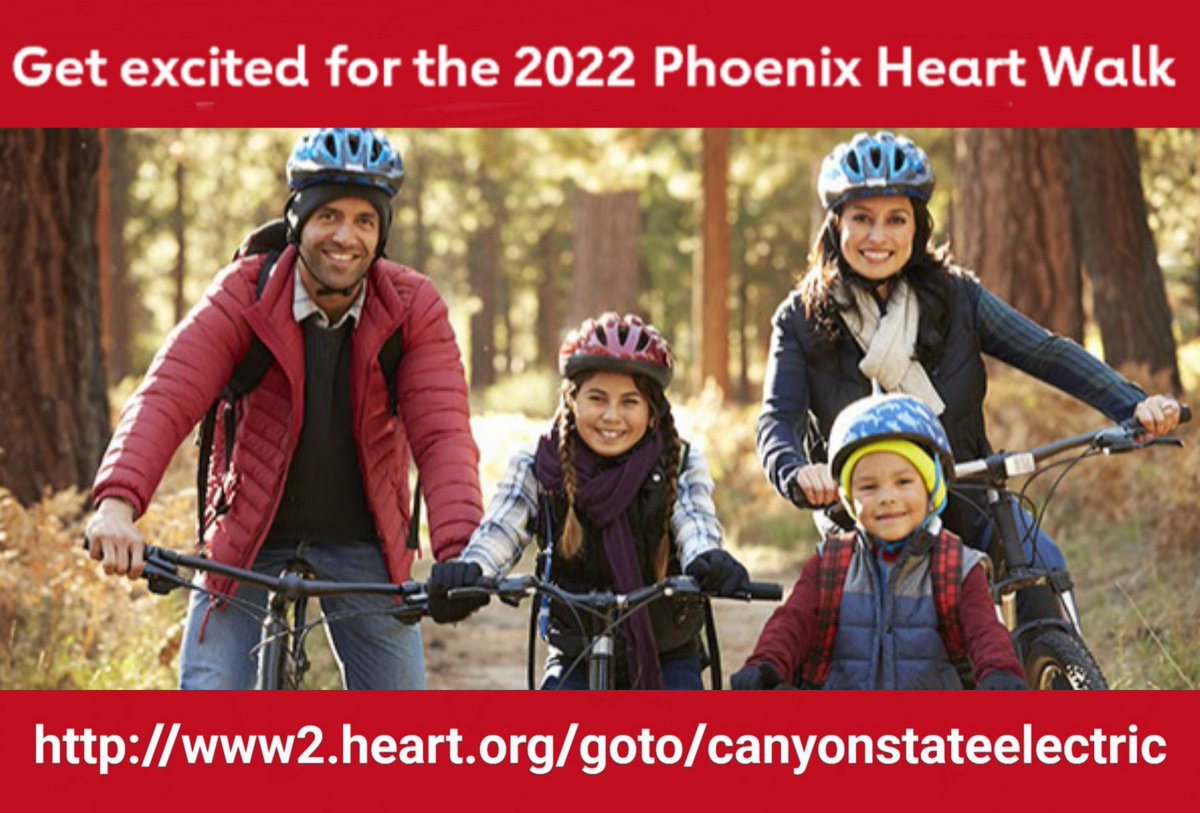 CanyonStateElec's tweet image. Happy Heart Walk Wednesday! The upcoming @AHAArizona heart walk inspires us to move more every day. Consider joining or sponsoring our team and help save lives: www2.heart.org/goto/canyonsta… #PHXHeartWalk