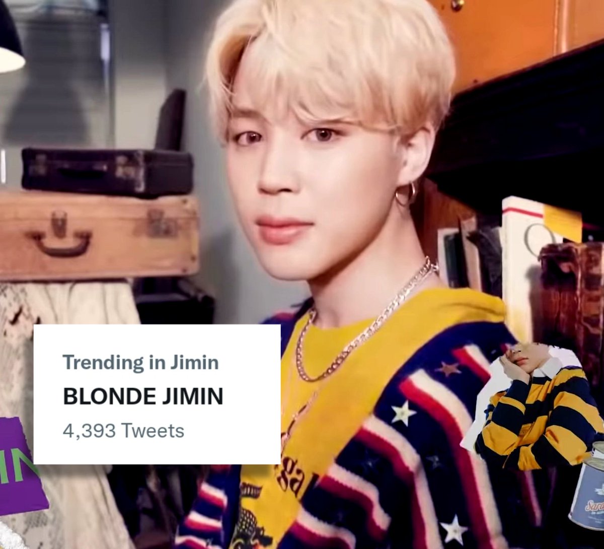 [TRENDS]

BLONDE JIMIN is trending under the topic "Jimin" since fans are surprised to see Jimin's blonde hair in the BTS 'deco kit' spot preview!