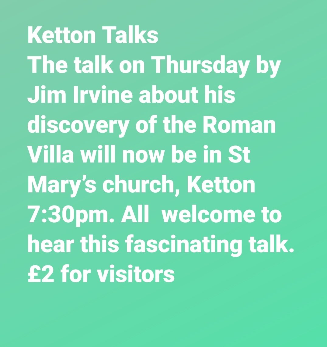 I've been upgraded from the Congregational Hall to the Church, so if you need a distraction from all this unpleasantness, come along and listen to me ramble. I'm sure they'll fit you in, and I'll do my best to entertain... (3rd March)

#rutlandromanvilla #cheapnightout