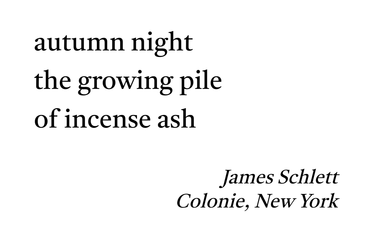 I got this #haiku published in March 2022 edition of The Heron’s Nest: bit.ly/3pwlXcN

autumn night
the growing pile
of incense ash

#poetry #nature #zen