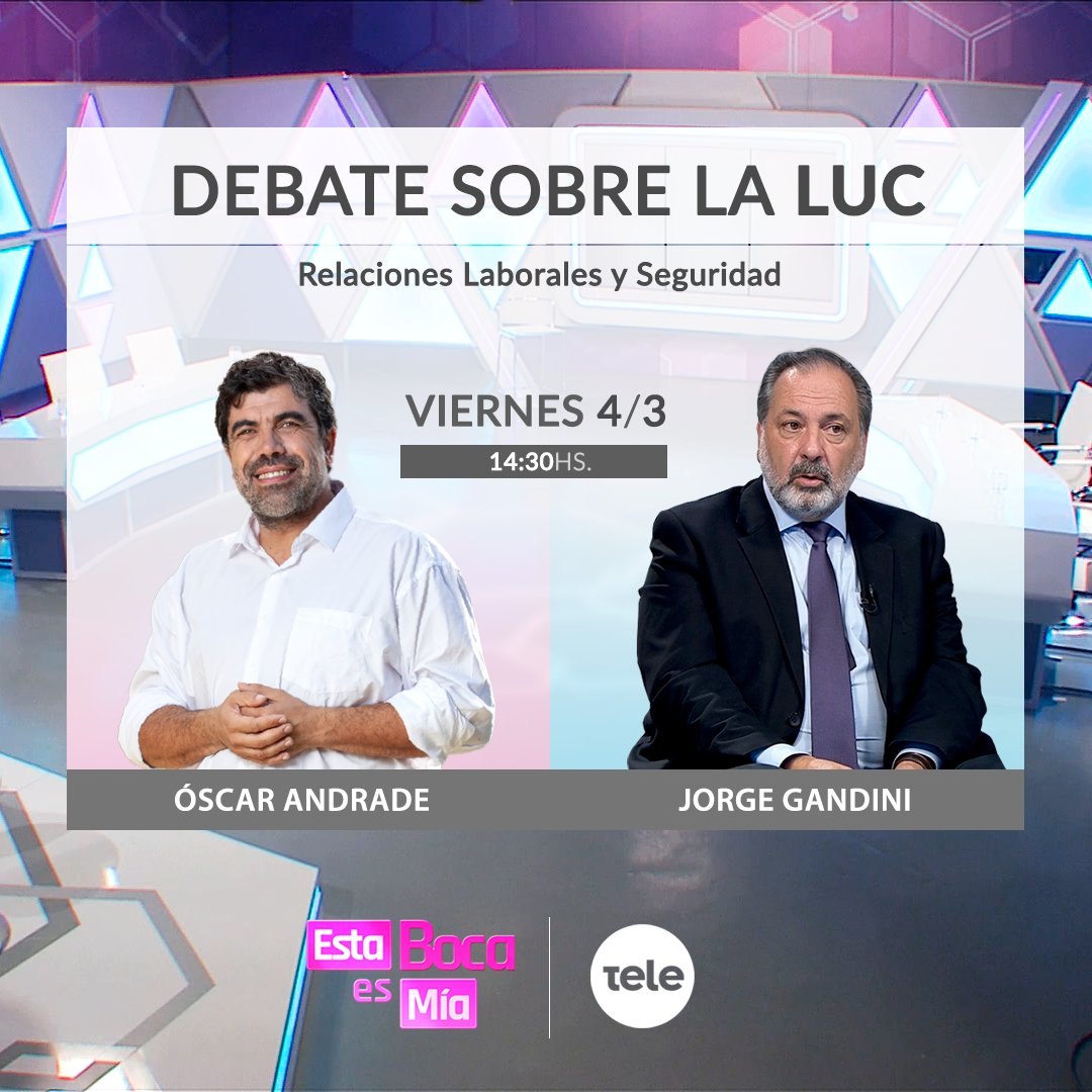 Este viernes recibimos a los senadores <a href="/Oandradelallana/">Óscar Andrade</a> y <a href="/jorgegandini/">Jorge Gandini</a> para debatir sobre la Ley de urgente consideración: ¿Qué cambios plantea en materia de relaciones laborales y seguridad? 

Viernes 14:30 en <a href="/teledoce/">𝗧𝗲𝗹𝗲𝗱𝗼𝗰𝗲 📺</a> 📺🗣