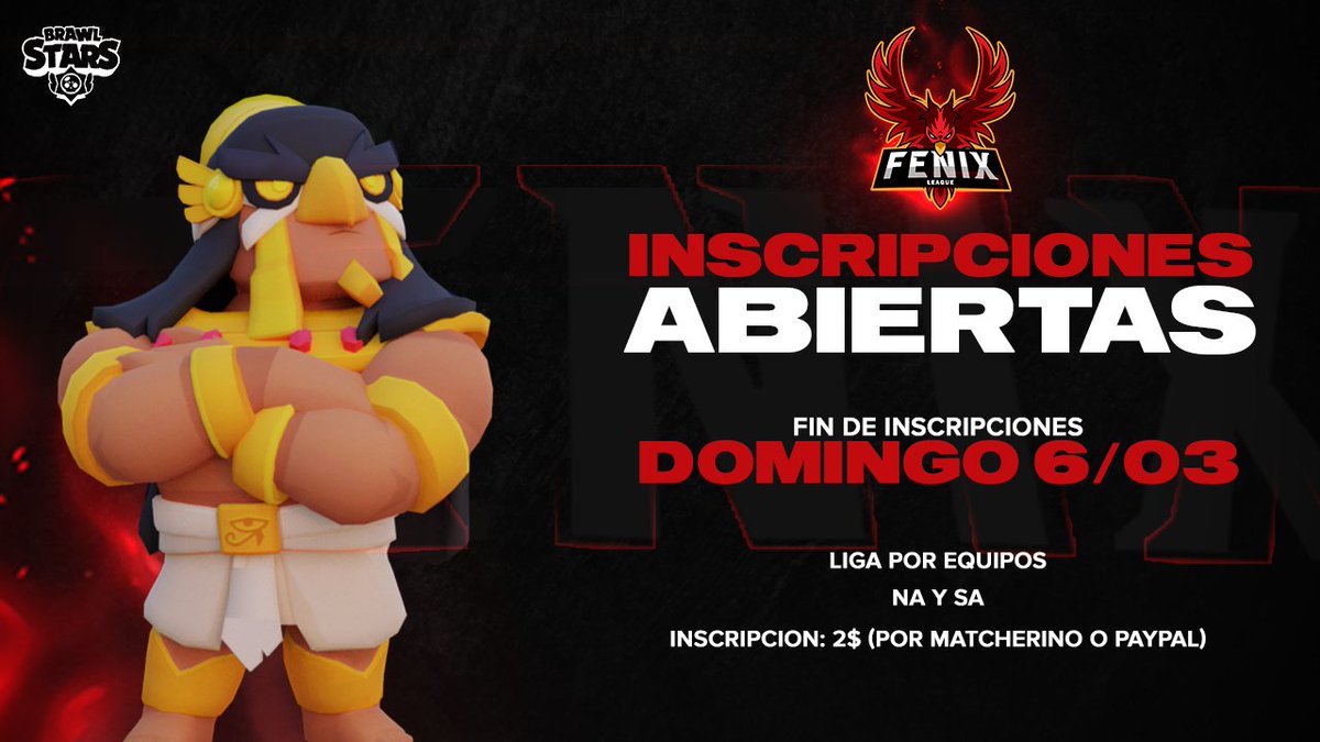 Fenix League (@fenix_leaguebs) on Twitter photo #BS | Inscripciones Fenix League #18
Regiones NA y SA
Requisitos:
➡️ Seguirnos <a href="/Fenix_LeagueBS/">Fenix League</a>
➡️ Dar RT y ❤️ a este tweet
➡️ Realizar 2$ en sponsors quest Matcherino o PayPal matcherino.com/tournaments/66……
MD para finalizar inscripción o aclarar dudas sobre matcherino #BS | Inscripciones Fenix League #18
Regiones NA y SA
Requisitos:
➡️ Seguirnos <a href="/Fenix_LeagueBS/">Fenix League</a>
➡️ Dar RT y ❤️ a este tweet
➡️ Realizar 2$ en sponsors quest Matcherino o PayPal matcherino.com/tournaments/66……
MD para finalizar inscripción o aclarar dudas sobre matcherino