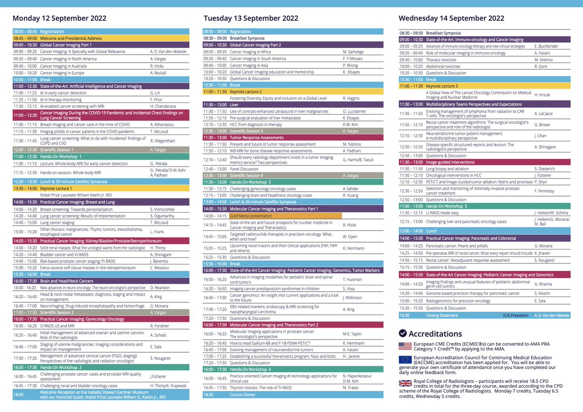 Prof. Annick D. Van den Abbeele has prepared her scientific programme for #ICIS2022, and welcomes you to join us in Boston, MA, for our 21st Society meeting.

More information and registration here:  icimagingsociety.org.uk/index.cfm?task…

#ECR2022 #cancerimaging