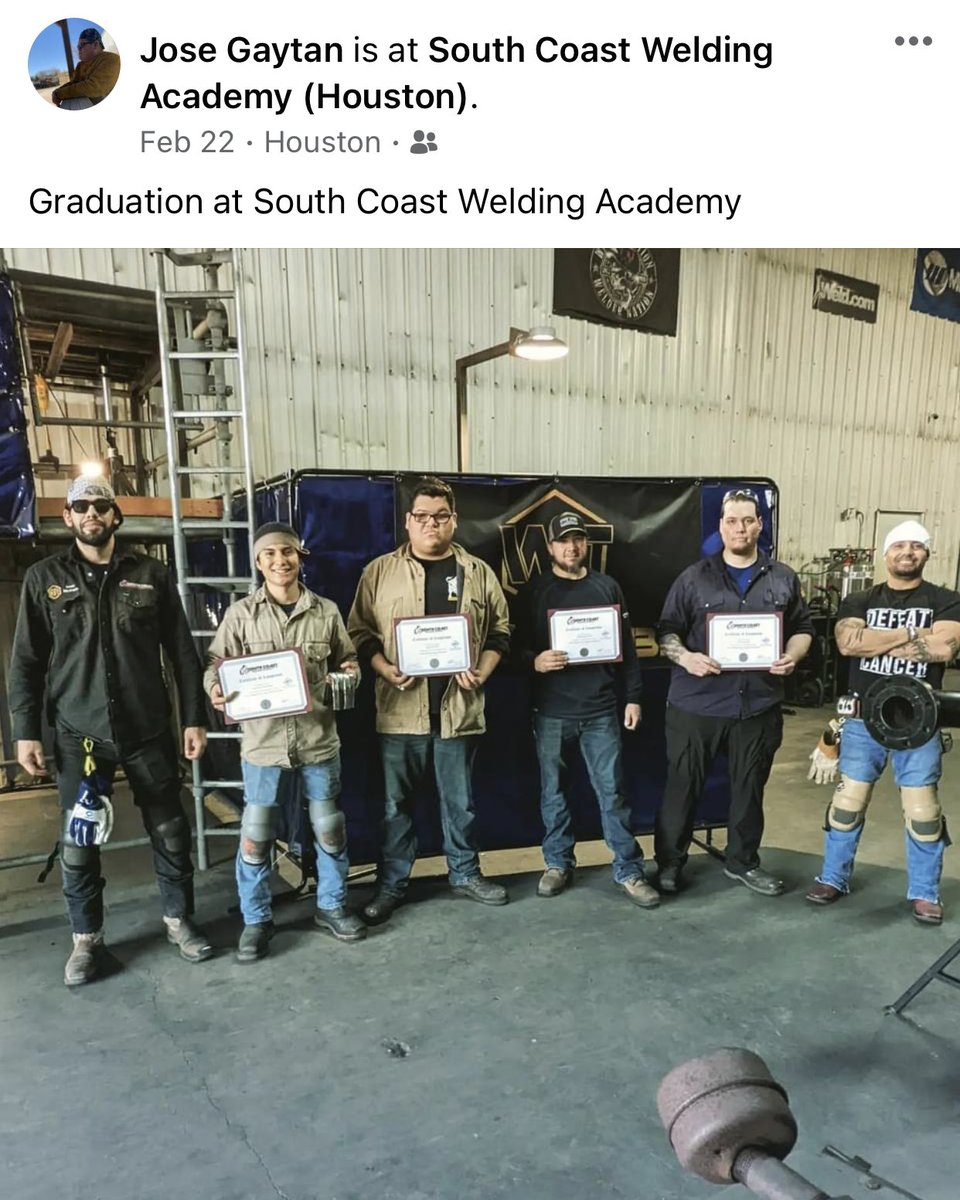 MHSweldingbuffs's tweet photo. Proud to see my students continue their education in welding ⁦@MilbyCCC⁩ ⁦@rpena3kr⁩ https://t.co/9FZGrLyBUK