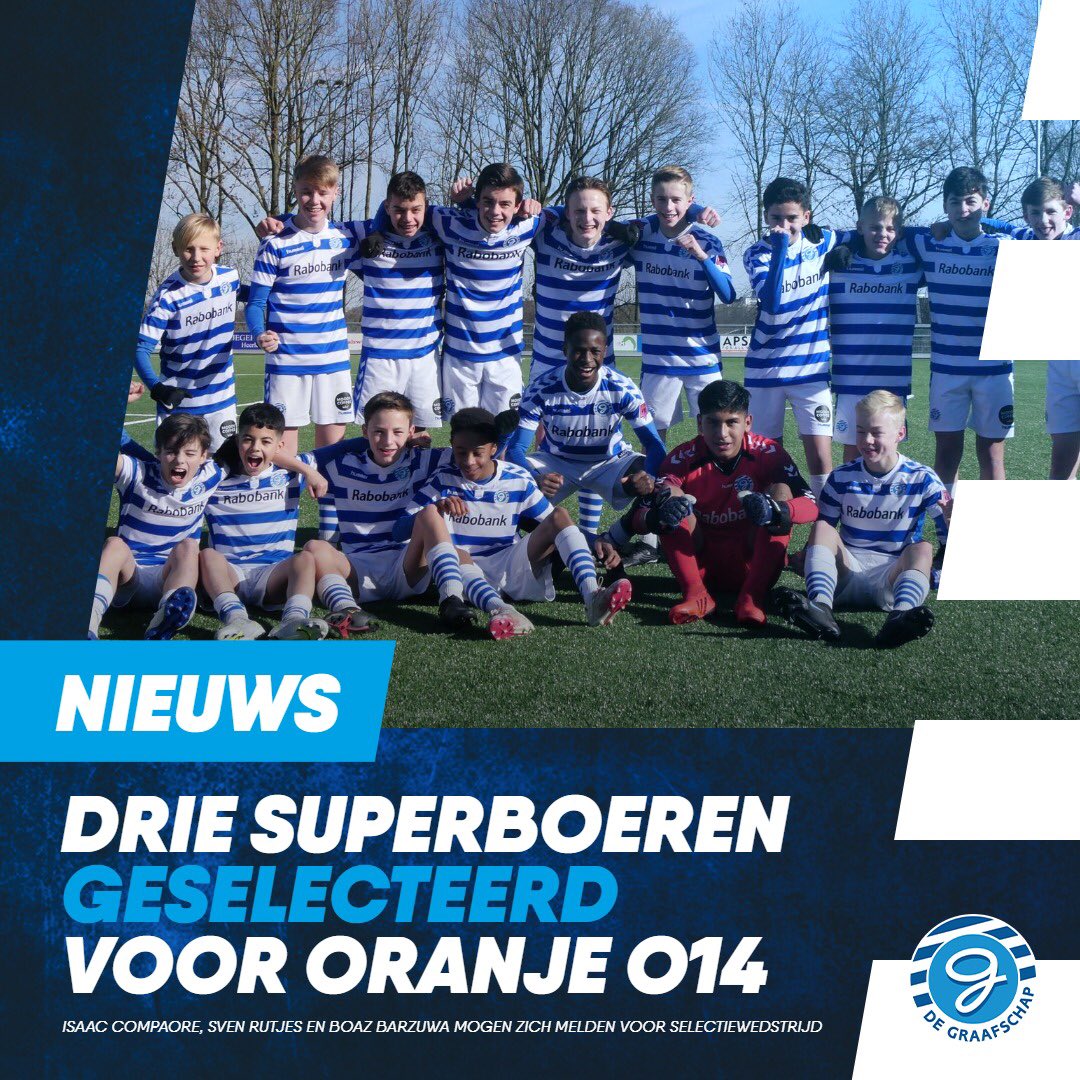 𝑺𝒖𝒑𝒆𝒓𝒃𝒐𝒆𝒓𝒆𝒏 𝒊𝒏 𝑶𝒓𝒂𝒏𝒋𝒆 🦁 

Wederom mooi nieuws voor onze jeugdopleiding: Isaac, Sven en Boaz uit onze O14 mogen zich melden voor een selectiewedstrijd met Oranje O14! 🧡

Daarnaast staan Melle Meerdink en Boet Ueffing op de standby-lijst voor Oranje O16 🙌