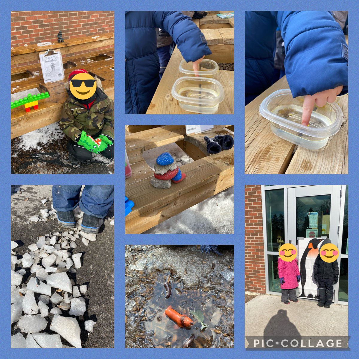 KBaxendale's tweet photo. The weather has been perfect for polar challenges. Can you build an inukshuk? How do penguin feathers repel water? Can you make an Arctic or Antarctic habitat? Are you taller than an Emperor Penguin? All challenges accepted! @KBaxendale @masonville_ps https://t.co/fIggabU4eh