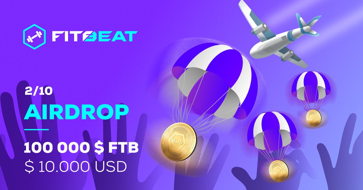 FitBeat_io's tweet photo. 🚨 HUGE Fitbeat #GIVEAWAY campaign 2/10 🚨
I hope you are ready for the 2nd airdrop in which 10 FTB holders will receive 10.000 FTB tokens each!
To Enter:
✅ Like &amp; Share this post
✅ Click on the airdrop link and fill out the form
🔗 #Airdrop link >> https://t.co/yZveh4LoEL https://t.co/vXlNz0k7b9