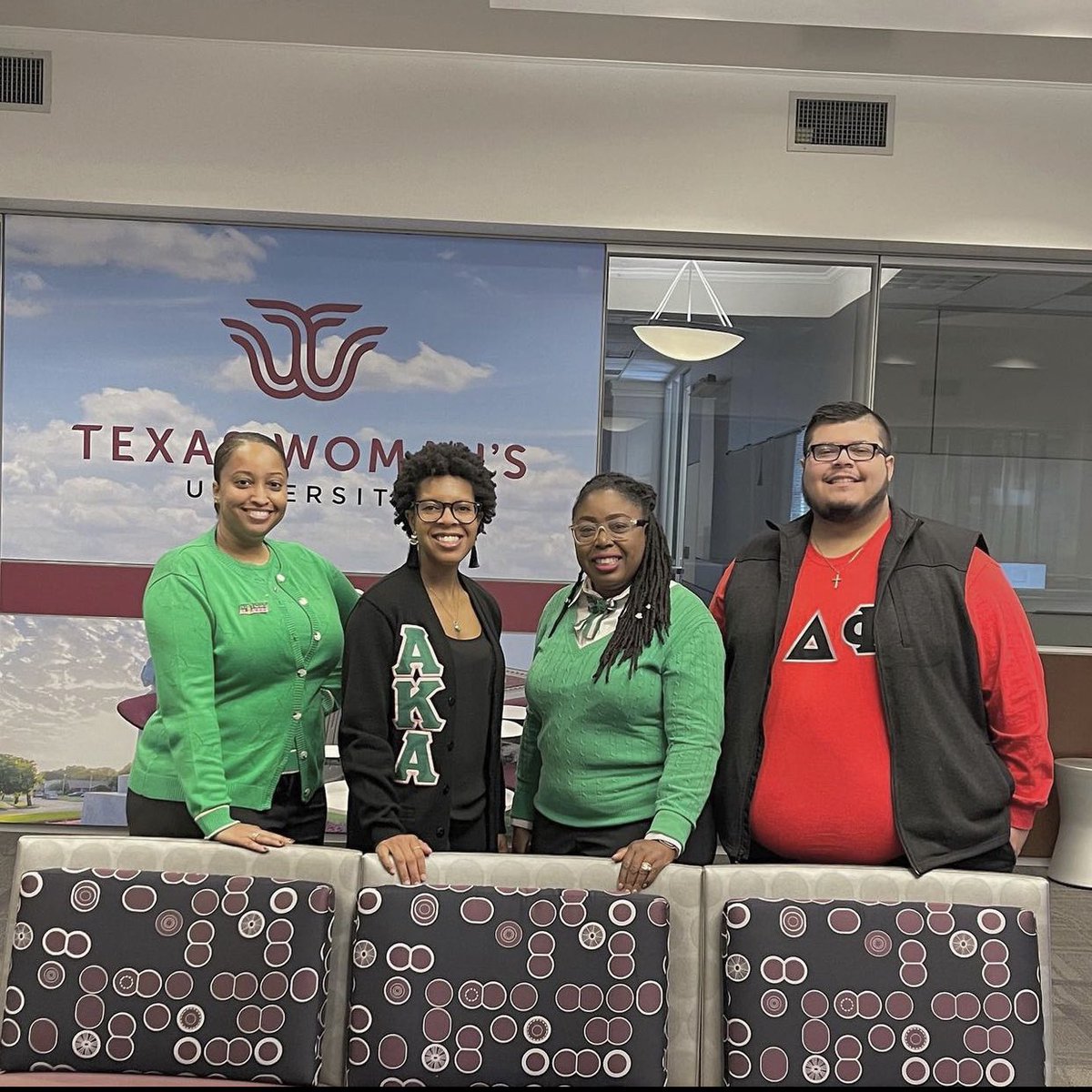 Our first #WearYourLettersWednesday is off to a great start! Check out members, advisors and departments representing their organizations! #TWUGreeks #WYLW