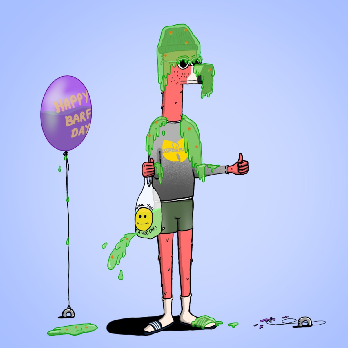 yieldling's tweet image. 🤮🎉🎈HAPPY BARF DAY!! 🎈🎉 🤮

Getting ready for Barfapalooza 2022, hosted by the amazing @yucksalgo 

Auction starts tomorrow 2PM EST on @ALGOxNFT 

50% of the sale will go to novaukraine.org