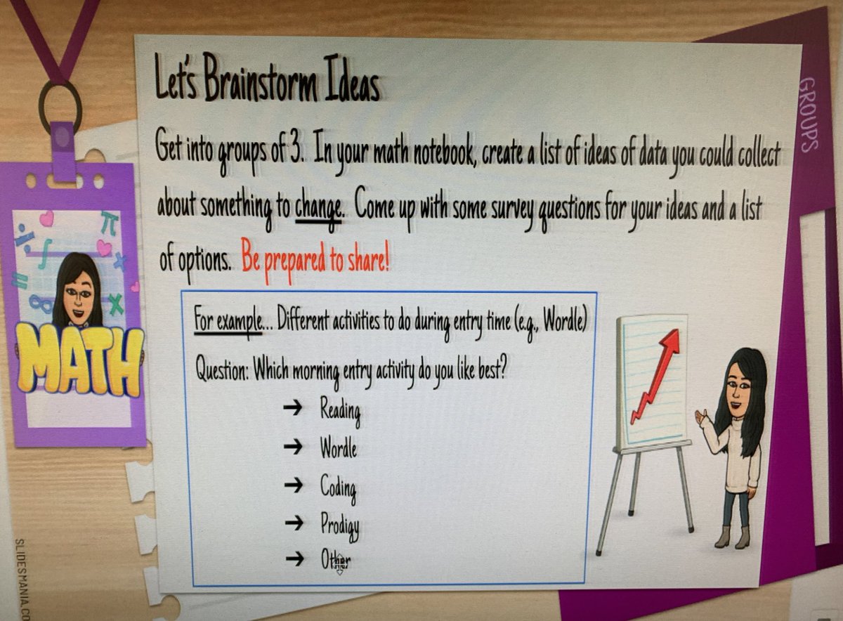 mrshaghani's tweet photo. So much excitement today about collecting data! Challenged Ss to come up with meaningful survey Qs to make a change in our class or school. Stay tuned to see what they came up with. #studentvoice @AllenbyPS_TDSB Inspiration: @msichiyen https://t.co/uG6avqD8Pi