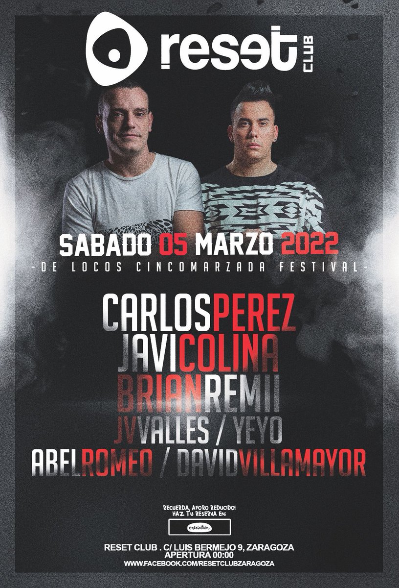 Este sábado nos vemos por primera vez en Reset Club 🤯 Y no podía ser de mejor manera, de la mano de <a href="/carlosperezdj/">Carlos Pérez</a> y <a href="/javicolinadj/">Javi Colina</a> muchas gracias por hacerlo posible 🙌🏼
Mucho tiempo esperando esta fecha, preparaos porque voy con unas ganas que no son normales 🚀