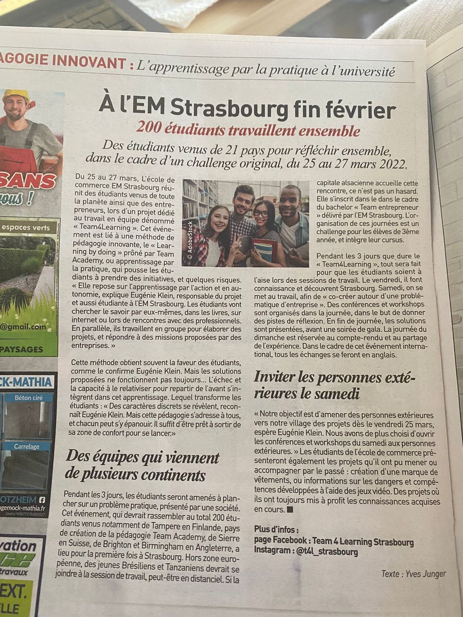 laurenceSRP's tweet photo. Une nouvelle initiative 👍@EMStrasbourg @DidierWehrli #TeamEntrepreneurs 21 pays 200 étudiants 😀#diversité #cooperation du 25 au 27 mars À suivre ...poke @VALTIAK https://t.co/PxD2jomahC