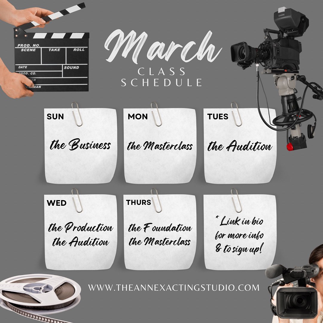 MARCH CLASSES COMING IN HOT!🍀 #linkinbio for more info &amp; to sign up!

#actingclass #actingclasses #actingstudio #actorslife #actresslife #acting #actor #actress #livingthedream #bookit #theannexactingstudio
