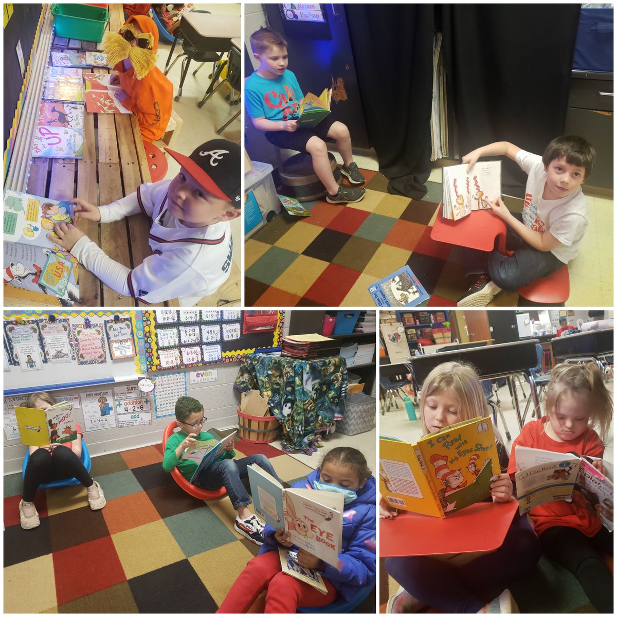 Reading time with Dr. Seuss. To hear these Groovy Firsties sounding out these words &amp; getting excited about these books.  #HappyTeacherHeart
#ReadAcrossAmericaDay 
<a href="/sbes_bobcats/">SBES</a>