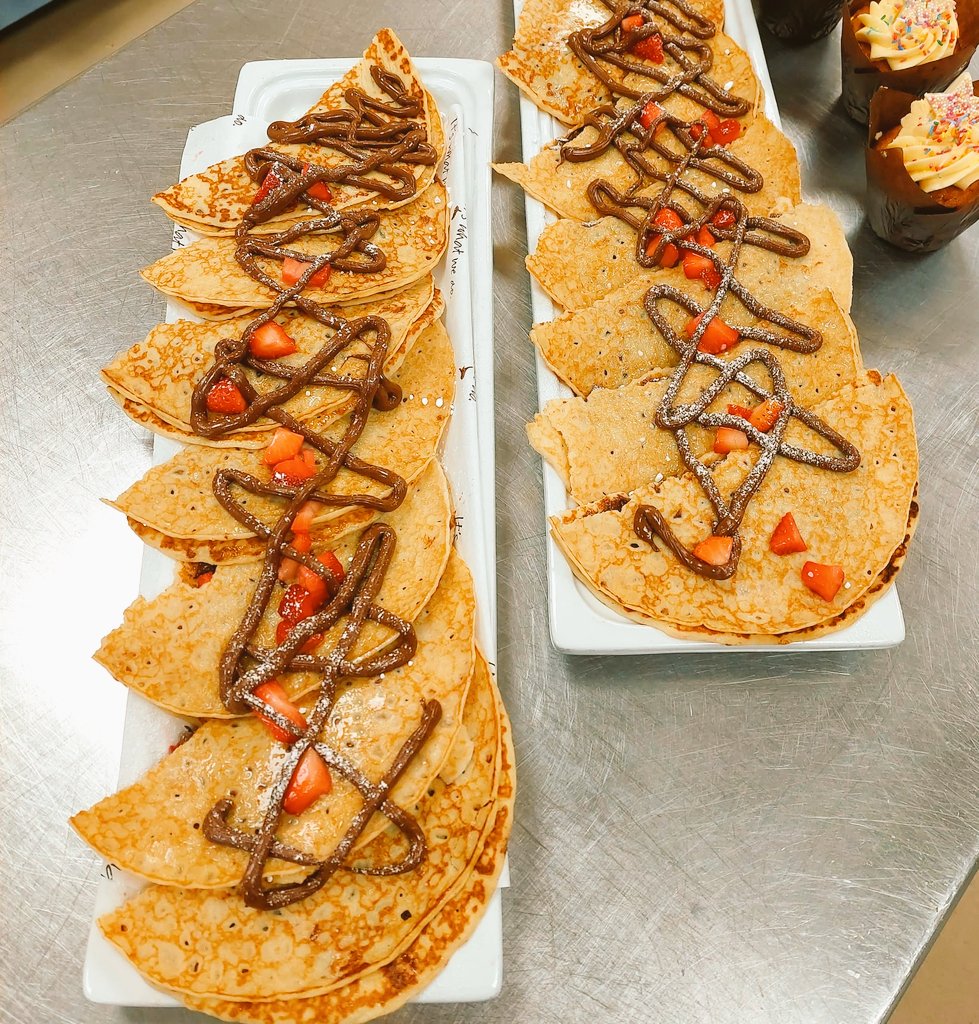 Edwinas Strawberry and Nutella pancakes from our site in Todmorden this week <a href="/ItswhatwedoWELL/">DineContractCatering</a> #PancakeDay
