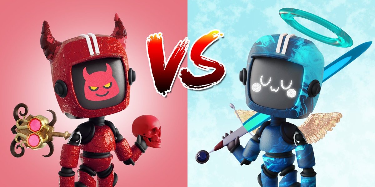 RoboHiros (@robohiros) on Twitter photo Which Hiro do you support?
Team Devil or team Angel?
Giving WL out to 10 people from the winning side who:
-Like this post
-Retweet with a quote tweet telling us which team you support
#NFTs #nftcollab #NFTartist #NFTProject #NFTCommunity #NFTGiveaway #NFTartist #art Which Hiro do you support?
Team Devil or team Angel?
Giving WL out to 10 people from the winning side who:
-Like this post
-Retweet with a quote tweet telling us which team you support
#NFTs #nftcollab #NFTartist #NFTProject #NFTCommunity #NFTGiveaway #NFTartist #art