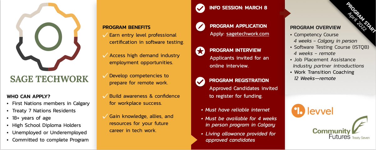 Training Opportunity! Sage Techwork Program
Register for March 8th Info Session: sagetechwork.com
Attend the Info Session on March 8th to find out more about the Sage Techwork program.