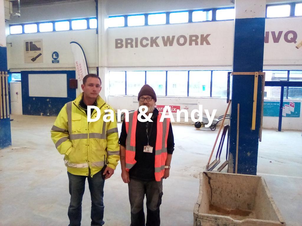 bobnoseda1's tweet photo. The Workshop will be in tip top condition after these two have finished preparing it for the @ForterraUK 'Best in London Brick ' competition for qualified Bricklayers on March 8th. https://t.co/0Em52W1qO3