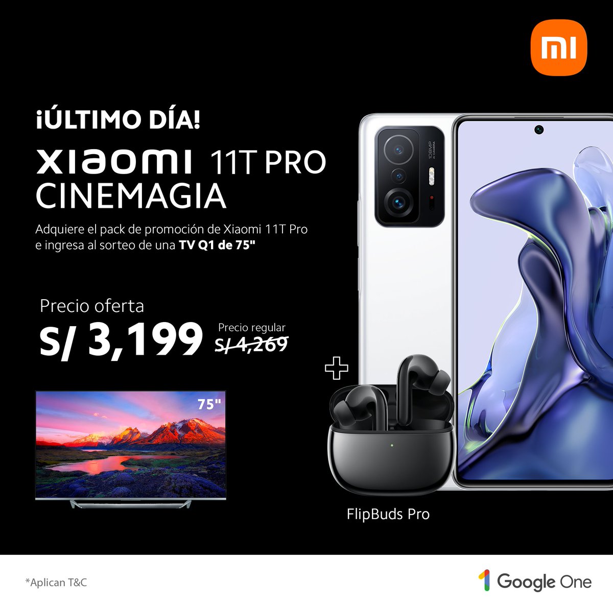 XiaomiPeru's tweet image. Imagínate vivir la experiencia #Cinemagia del #Xiaomi11TPro más el sonido espectacular de los #FlipBudsPro 🤩 y un precio de lanzamiento especial 😉 Adquiérelos en nuestra web oficial aquí 👉 bit.ly/2ZPFlY4 y participa además del sorteo de una #MiTVQ1 de 75"