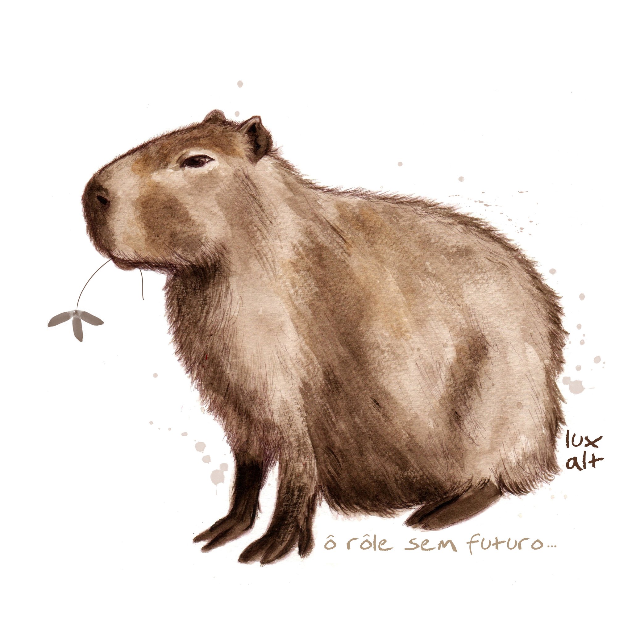 Lux Alt on X: 🌿 Aquarela sobre papel. Capivara que fiz de lembrança pra  um amigo 🖤 •  • • #luxalt   / X