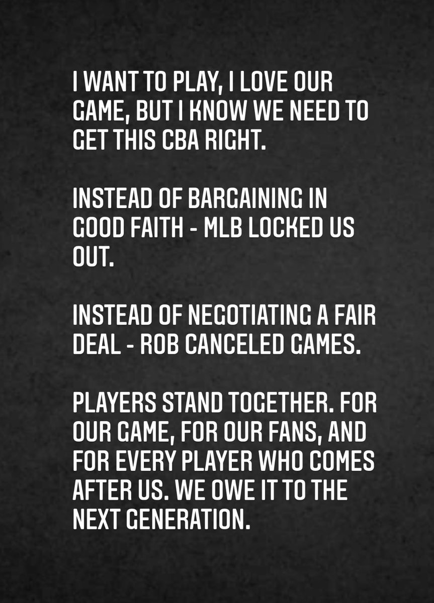 RT @MikeTrout: Regarding The MLB Lockout: https://t.co/QQUC1pWr5F