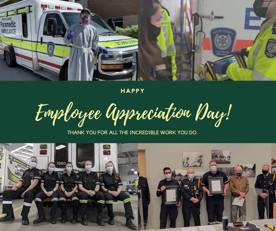 PerthCoMedics's tweet photo. We would like to take the time to appreciate our wonderful paramedics and staff here at PCPS for all the hard work they do around the clock. They are incredibly passionate, professional and skilled individuals. Thank you for everything you do! #EmployeeAppreciationDay https://t.co/V2K8UjGRLF