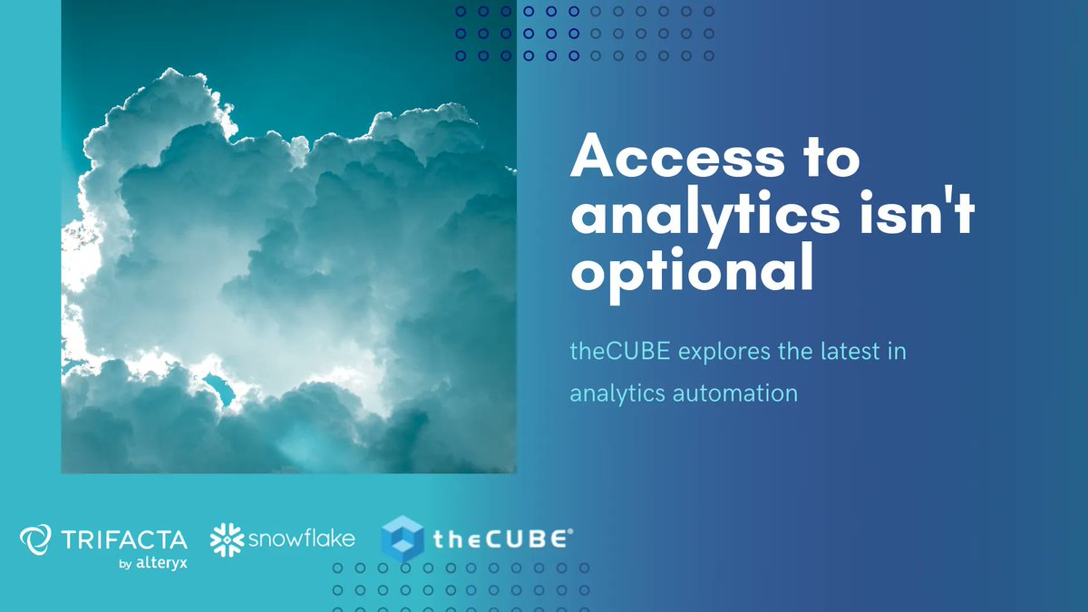 theCUBE's tweet image. Having FOMO? Don’t worry — you can still catch @theCUBE’s free, virtual event, “Accelerating Automated Analytics in the Cloud With Alteryx,” with host Dave Vellante. Click on over to watch experts discuss the future of data. #AlteryxCloud #theCUBE
events.cube365.net/alteryx/accele…