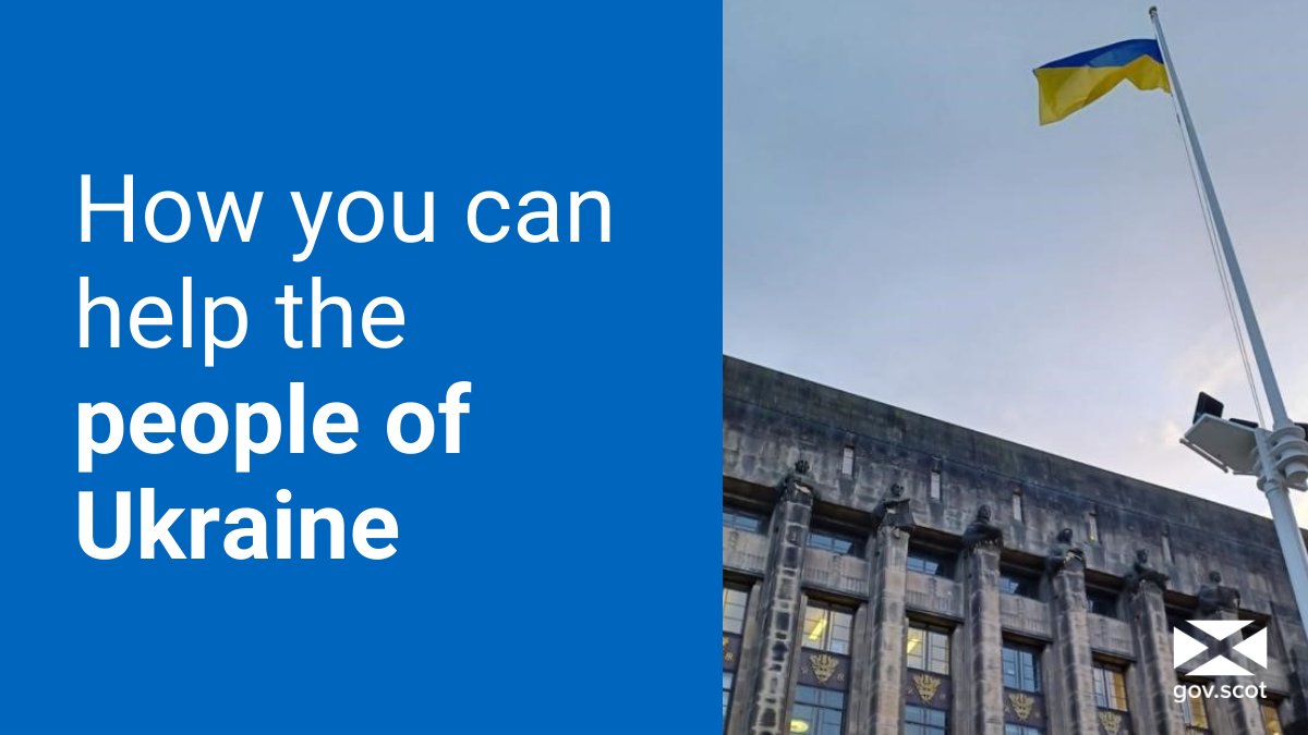 scotgov's tweet image. ℹ️ How can you help people in Ukraine? ℹ️

Russia's invasion of Ukraine has prompted people in Scotland to want to help the humanitarian effort.

Here are some ways you can lend your support: