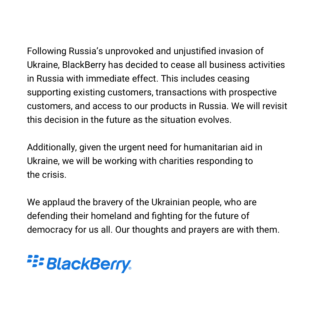 BlackBerry's tweet image. 