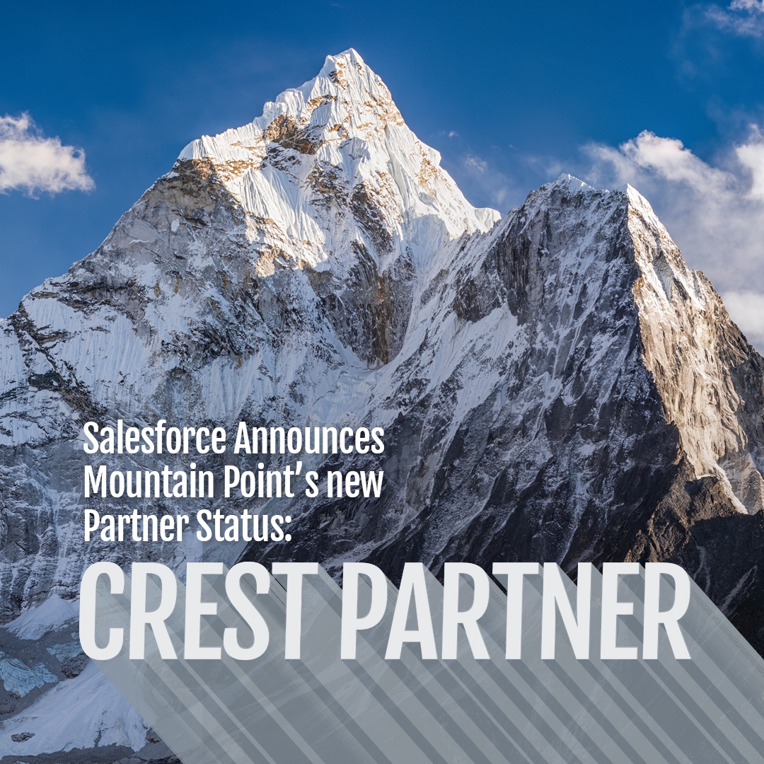 mtnpoint's tweet image. We&apos;re thrilled to announce that @salesforce has officially named Mountain Point as a Crest Level consulting partner! 

#Salesforce #SalesforceConsultingPartner #Data #DigitalTransformation #KeepClimbing
