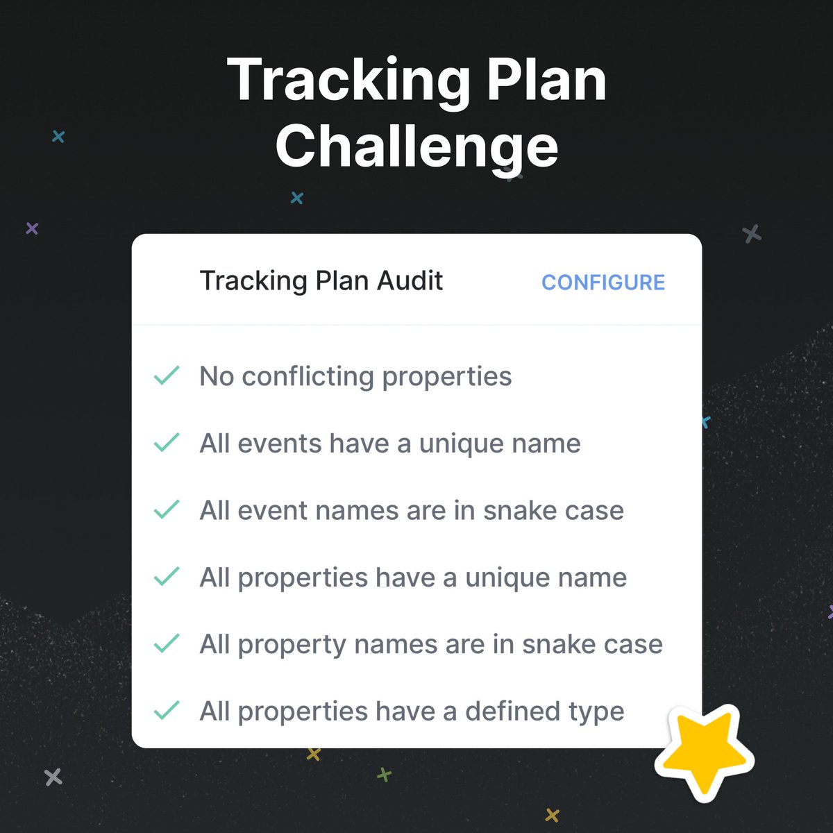 avohq's tweet photo. How much time do you spend maintaining naming consistency of your analytics events? 
Do you think you have 100% consistency in your tracking plan spreadsheet?

We have a challenge for you! 🔥

🧵
#Avo #Analytics #TrackingPlan #CleanData #AvoChallenge https://t.co/Le5uoouzT0