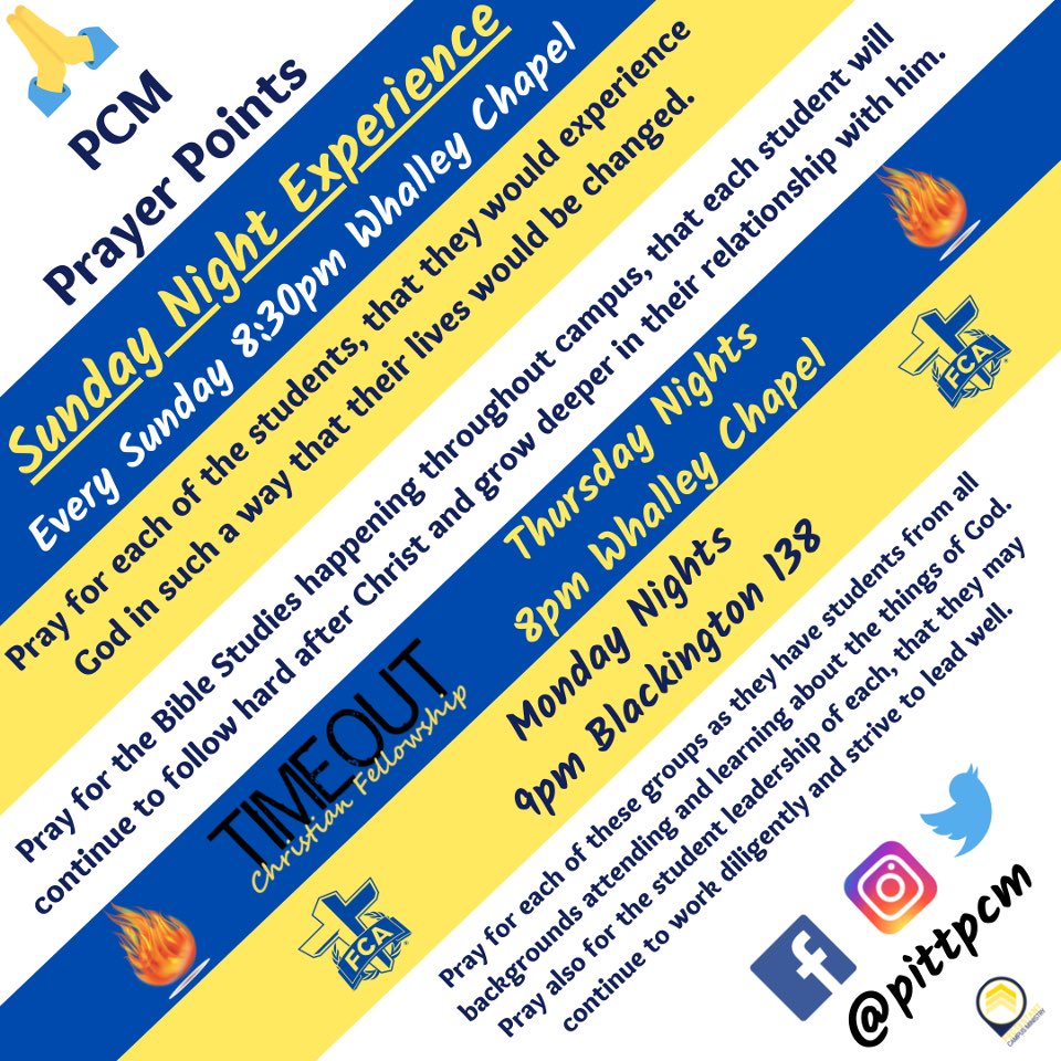 PittPCM's tweet image. If you would, please continue to be praying for all that God is doing here on campus through PCM. We have an amazing opportunity to serve the students here that come from all around the US and the World. We are literally fulfilling the great commission in Johnstown PA! Thank You!