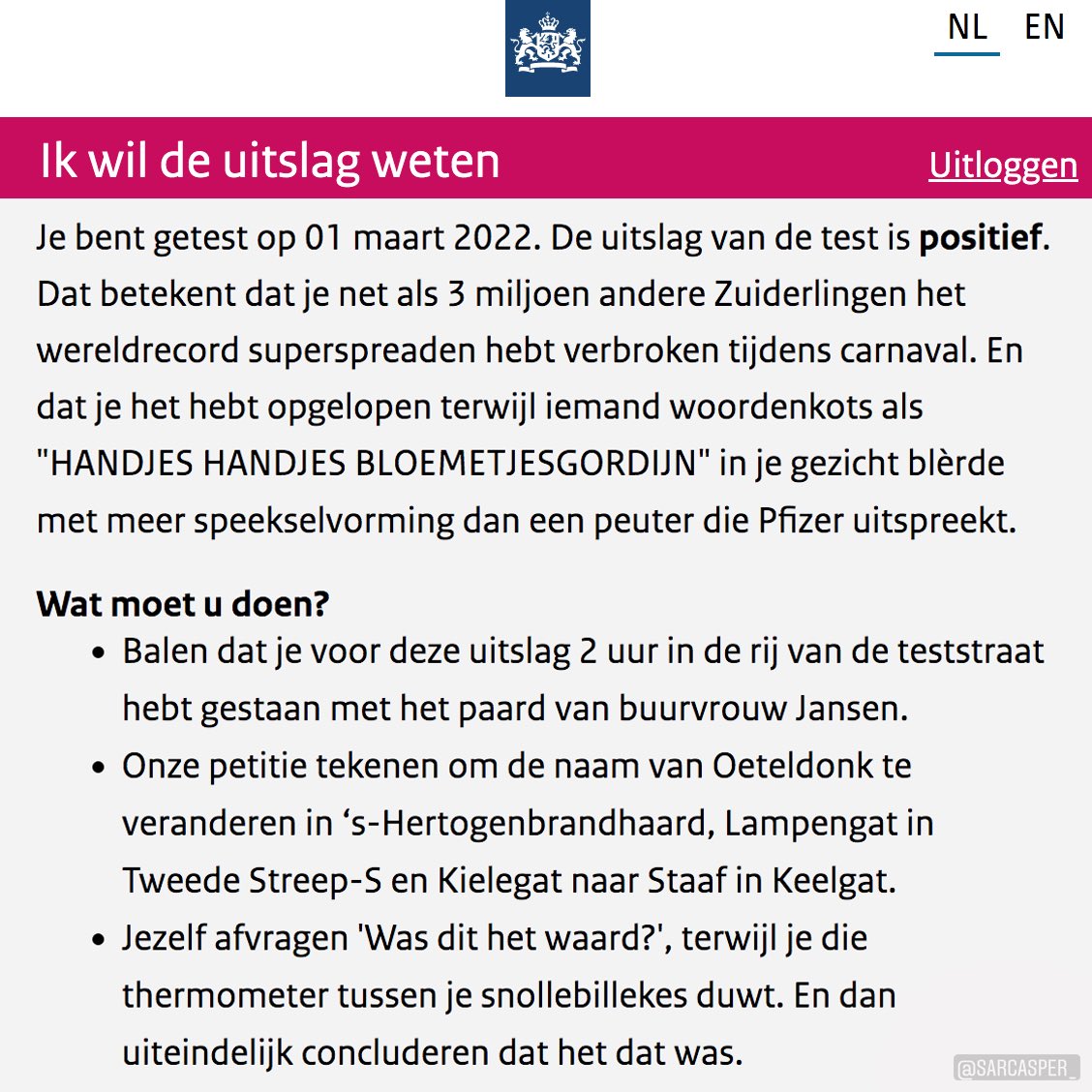 jasperschilder's tweet photo. Testuitslag van Brabanders en Limburgers is bekend. https://t.co/uztv6qRfUj