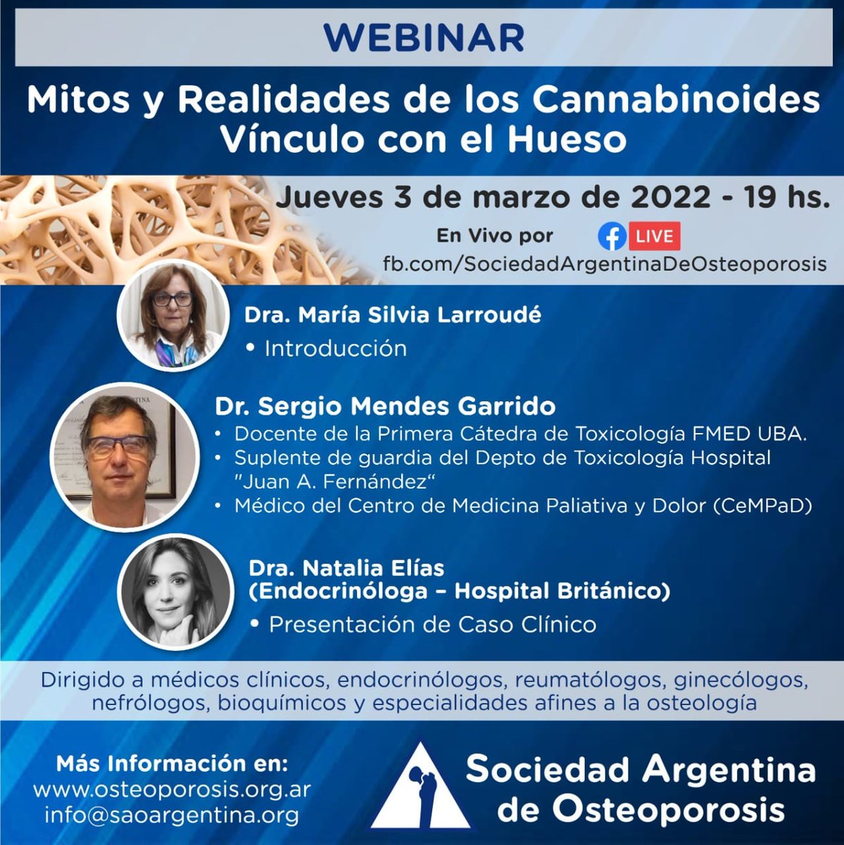 endosaem's tweet photo. Webinar. Mitos y realidades de los cannabinoides. vínculo con el hueso.

#webinar https://t.co/46WPHpjFtv