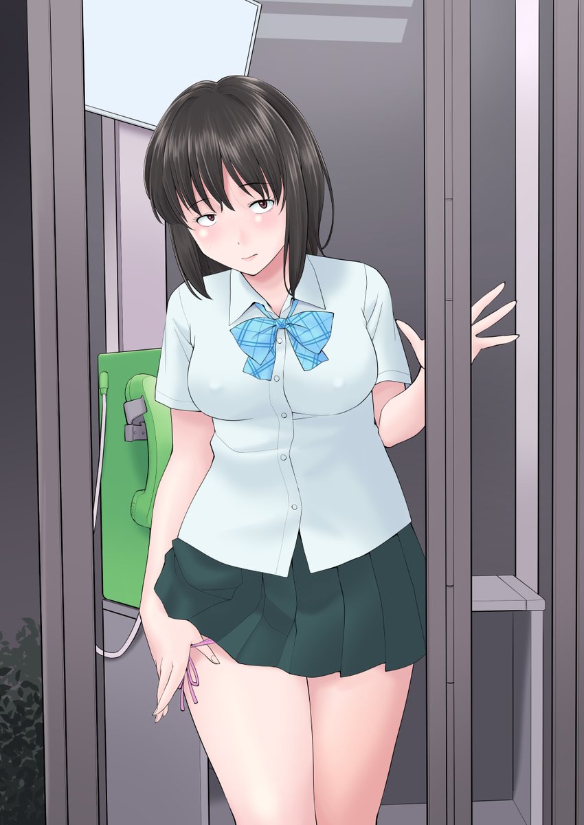 電話ボックス野外露出JKと置き去りディルド 