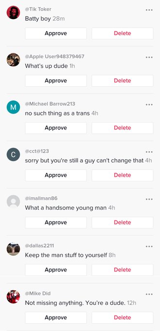 Do you plan on doing anything to stop transphobic comments anytime soon @TikTokSupport ? This is just