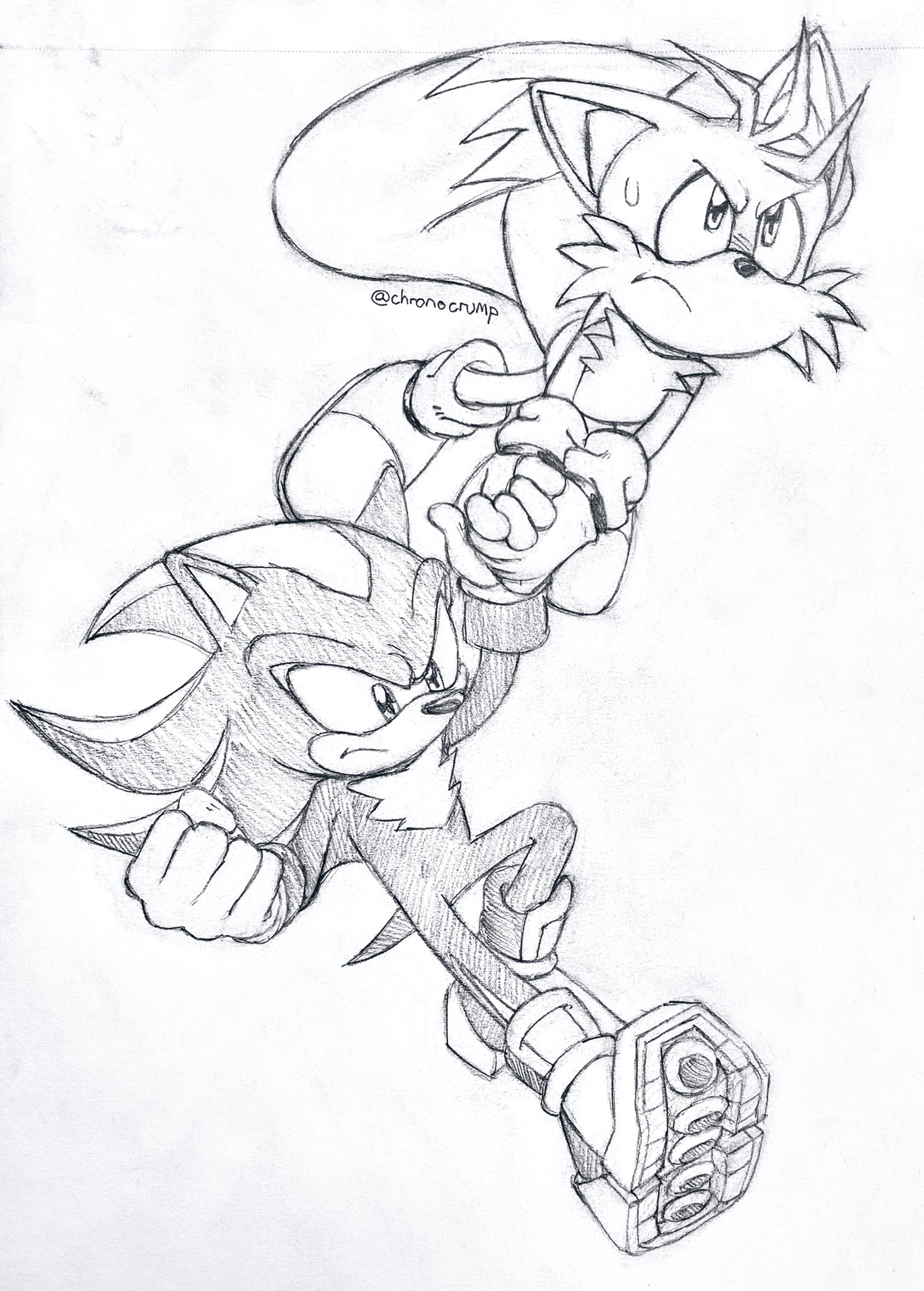 shadow the hedgehog and tails (sonic) drawn by chronocrump