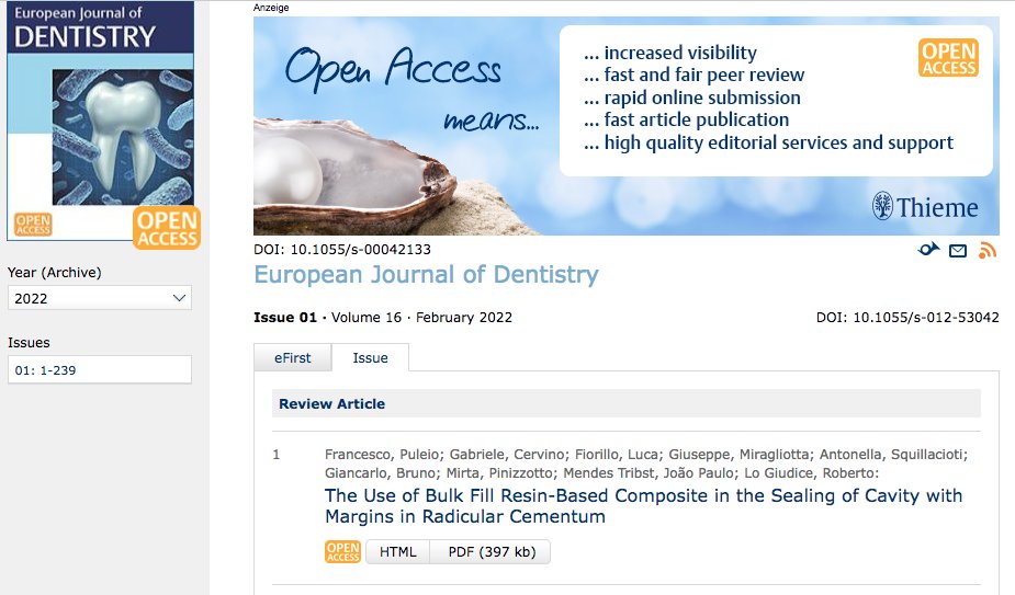 edrbjournal's tweet photo. European Journal of Dentistry | Vol 16 | Issue 1 is online!.. indexed In: PubMed, PubMed Central, Scopus (CiteScore 4.2), @Eurjdent  @edrbjournal @Nejdet_Adanir 
👇Please visit for open access full-text articles.
https://t.co/Gx6Nn84kj5

#OpenAccess  #journal  #dentistry https://t.co/FasHDvvQWO