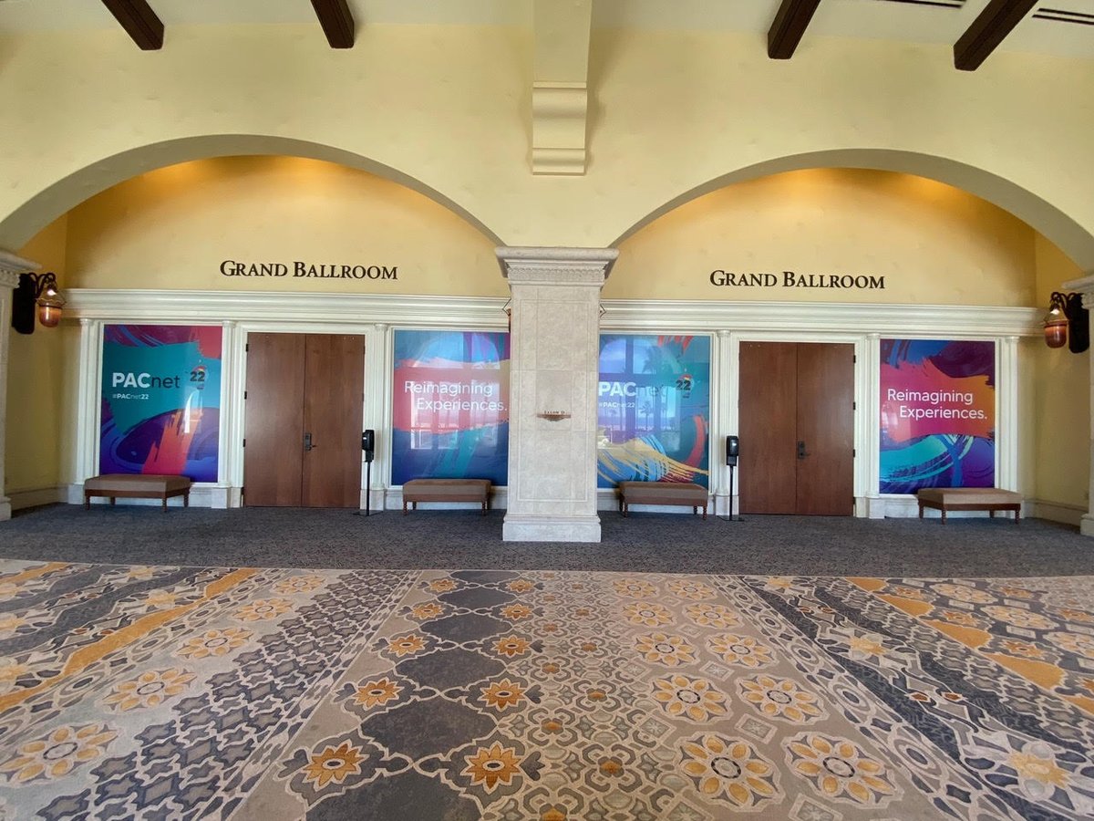 Printandexhibit's tweet photo. We had the pleasure of working with @PaciolanTix
#PACnet22 installing posters, towers, and more. Thanks for having us! 🙌 

#SPEINC #superiorprintanddesign #vinylwrap #graphicdesign #posters #banners #superiorinstalls #corporatebrand https://t.co/402WZykedI