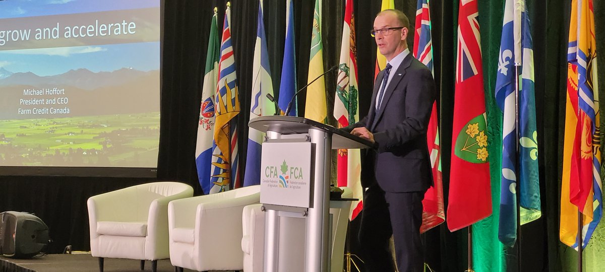 Thank you to <a href="/FCCagriculture/">Farm Credit Canada</a> for giving an update to CFA delegates on all the great work they are doing for Canadian farmers. FCC has been a great Corporate Partner to CFA for many years. We would also like to congratulate <a href="/MHoffort/">Mike Hoffort</a> on his upcoming retirement!