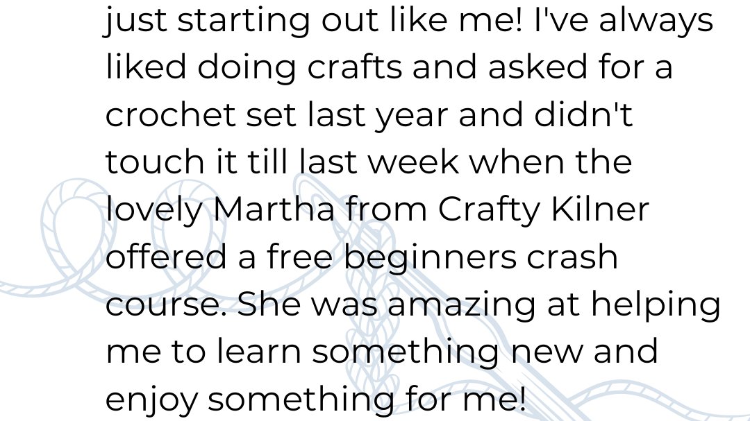 Thank you for such a fabulous testimonial 🌟

Come and join my Crochet Community to get started on your crochet journey.

facebook.com/groups/crochet…

#crochet #wellbeing #mindfulness