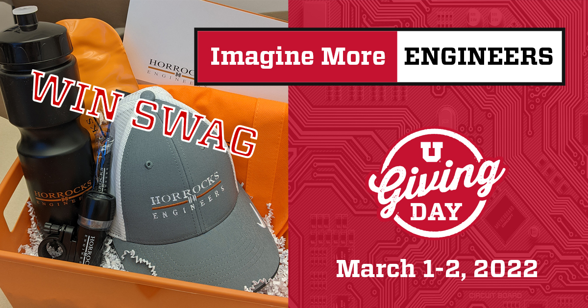#EngineeringStudents who participate in @UUtah's #UGivingDay by either sharing posts on social media or making a gift to the College's scholarship fund will be entered into a drawing to win some swag from @HORROCKS_ENG! Get to it and get SWAG! 🥳🎉