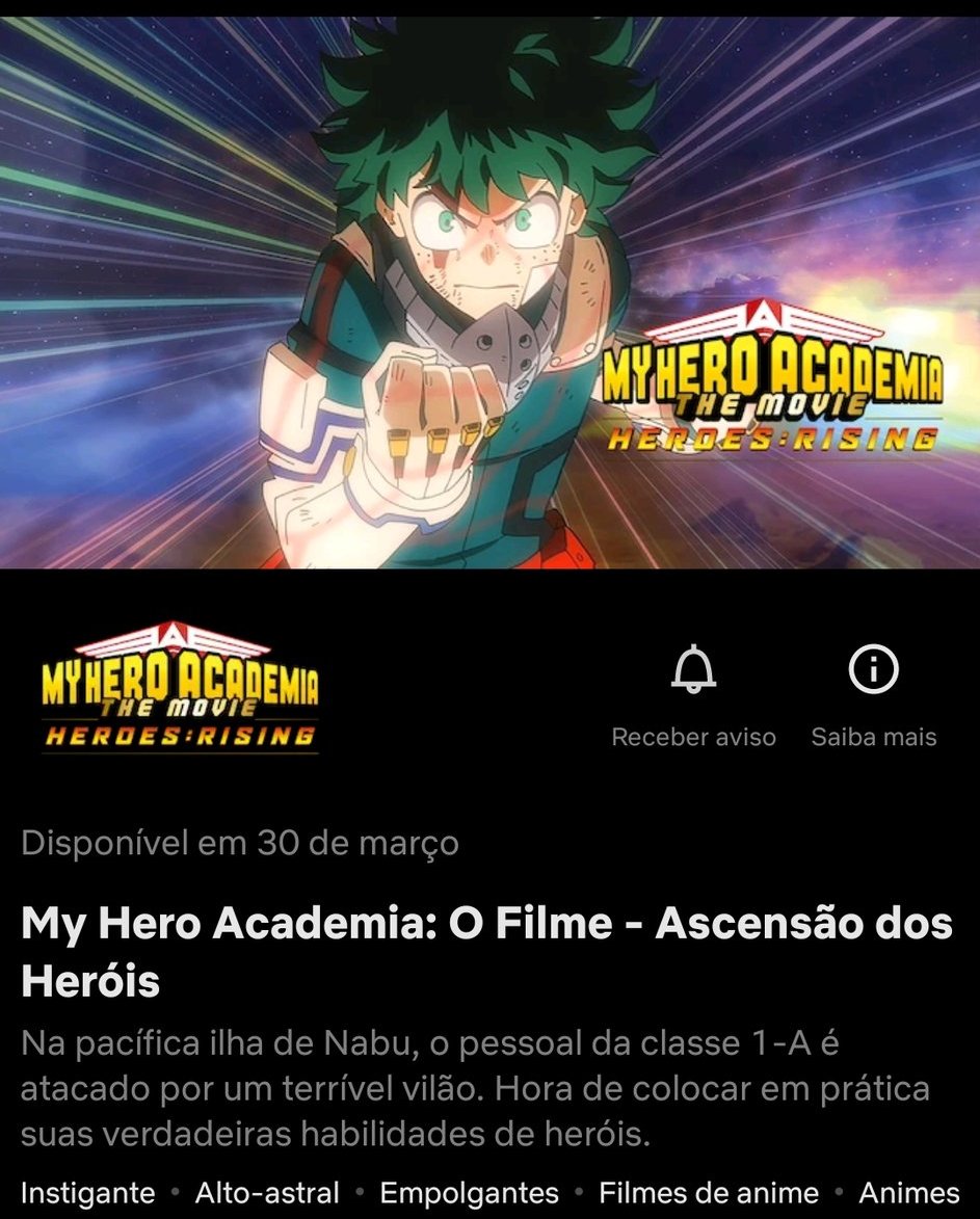 My Hero Academia: 2º filme deve estrear em março na Netflix