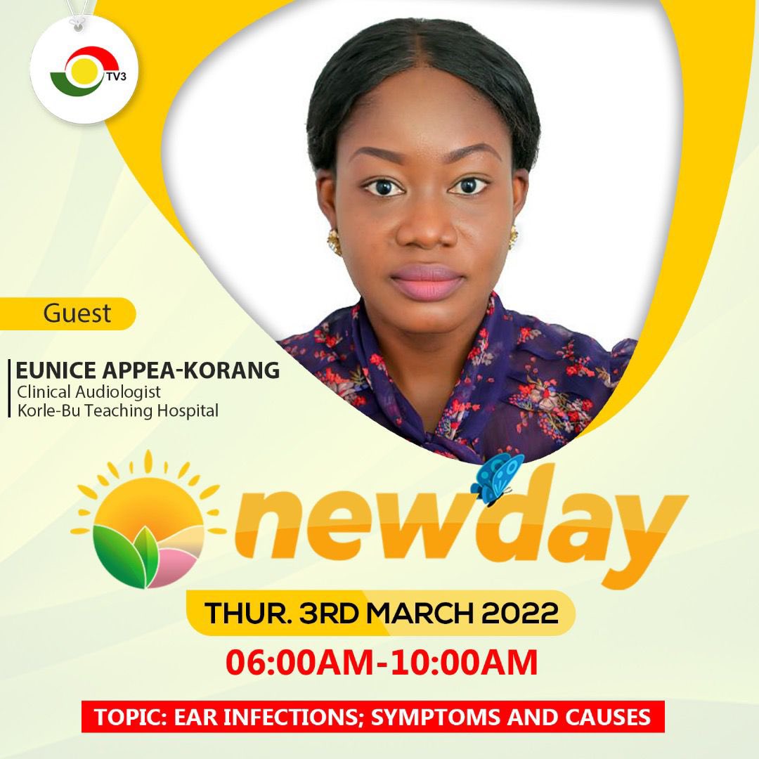 Tune in to <a href="/tv3_ghana/">#TV3GH</a> tomorrow morning and listen to <a href="/Diamond_unys/">Nana Ama</a> ,a Clinical Audiologist educate the general public on ear and hearing care. #WorldHearingDay #hearingcare #safelistening